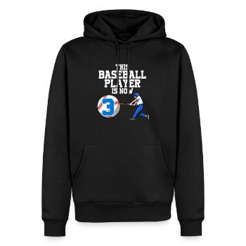 Joueur de baseball Ce baller est 3 anniversaire de baseball - Sweat à capuche Premium bio Homme - noir - Devant - Nico (187cm)