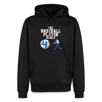 Joueur de baseball Ce joueur est 4 anniversaire de baseball - Sweat à capuche Premium bio Homme - noir - Devant - Nico (187cm)