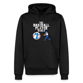 Joueur de baseball Ce joueur a 7 ans de baseball - Sweat à capuche Premium bio Homme - noir - Devant - Nico (187cm)