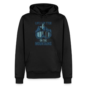 Das Leben ist besser auf dem Bergski Skifahren - Männer Premium Bio Hoodie - Schwarz - Vorne - Nico (187cm)