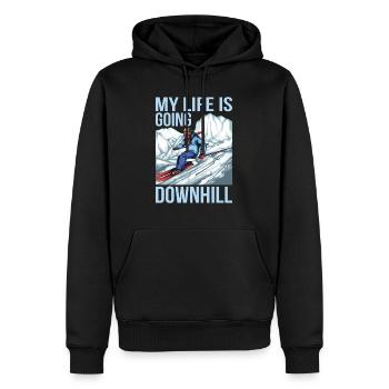 Ski My Life Is Going Downhill Snow Skiing - Männer Premium Bio Hoodie - Schwarz - Vorne - Nico (187cm)