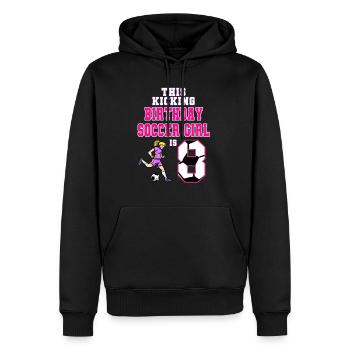 Cette fille de football est 8ème anniversaire de football - Sweat à capuche Premium bio Homme - noir - Devant - Nico (187cm)