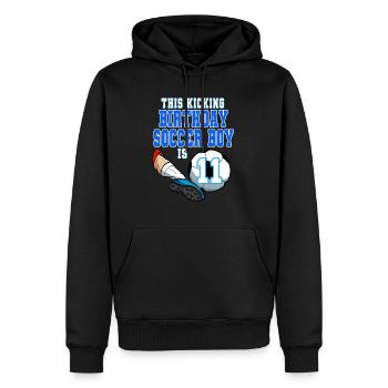 Dieser Fußballjunge ist Fußball zum 11. Geburtstag - Männer Premium Bio Hoodie - Schwarz - Vorne - Nico (187cm)