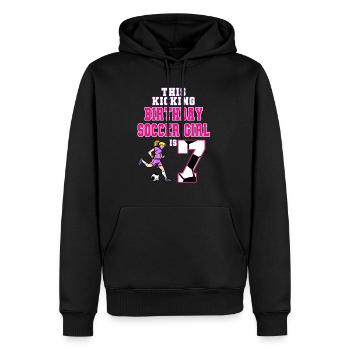 This Soccer Girl Is 7th Birthday Soccer - Men’s Premium Organic Hoodie - black - Front - Nico (187cm)