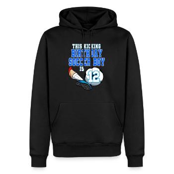 Dieser Fußballjunge ist Fußball zum 12. Geburtstag - Männer Premium Bio Hoodie - Schwarz - Vorne - Nico (187cm)