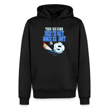 Dieser Fußballjunge ist Fußball zum 5. Geburtstag - Männer Premium Bio Hoodie - Schwarz - Vorne - Nico (187cm)