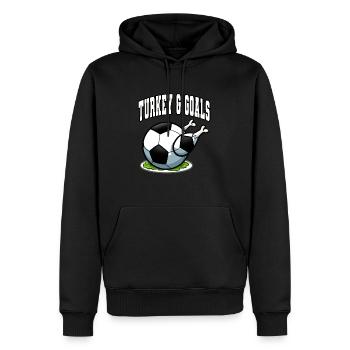 Thanksgiving Soccer Turkey And Goals - Men’s Premium Organic Hoodie - black - Front - Nico (187cm)