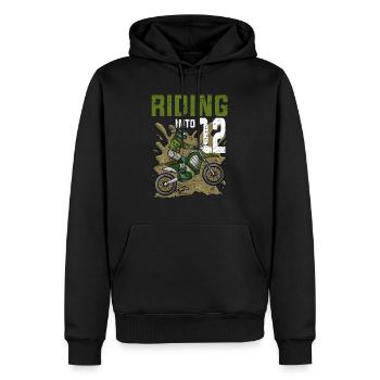 Riding Into12 Teen Dirt Bike Motocross Geburtstag - Männer Premium Bio Hoodie - Schwarz - Vorne - Nico (187cm)