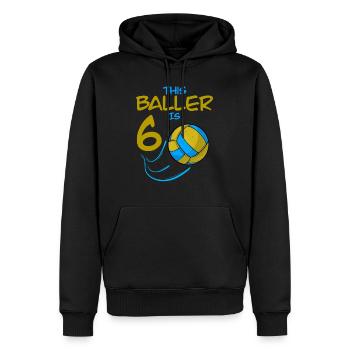 Volleyballspieler Baller ist 6 Volleyball Geburtstag - Männer Premium Bio Hoodie - Schwarz - Vorne - Nico (187cm)