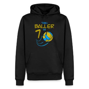 Volleyballspieler Baller ist 7 Volleyball Geburtstag - Männer Premium Bio Hoodie - Schwarz - Vorne - Nico (187cm)