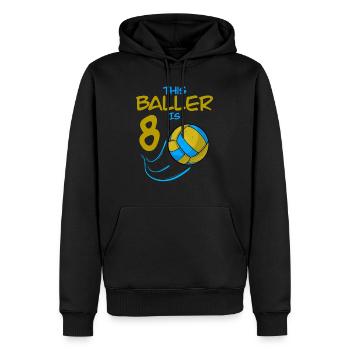Volleyballspieler Baller ist 8 Volleyball Geburtstag - Männer Premium Bio Hoodie - Schwarz - Vorne - Nico (187cm)