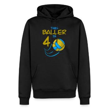 Volleyballspieler Baller ist 4 Volleyball Geburtstag - Männer Premium Bio Hoodie - Schwarz - Vorne - Nico (187cm)