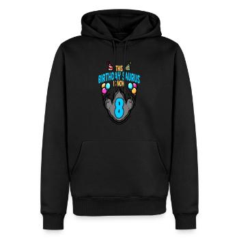 Ce Saurus est 8 anniversaire d'empreinte de dinosaure - Sweat à capuche Premium bio Homme - noir - Devant - Nico (187cm)