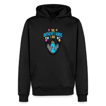 Ce saurus est 2 empreintes de dinosaures anniversaire - Sweat à capuche Premium bio Homme - noir - Devant - Nico (187cm)