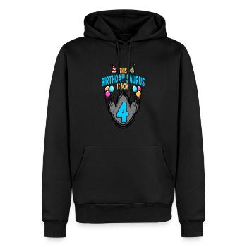 Ce Saurus est 4 anniversaire d'empreinte de dinosaure - Sweat à capuche Premium bio Homme - noir - Devant - Nico (187cm)