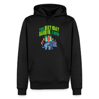 Ce saurus d’anniversaire est maintenant 8 dinosaures - Sweat à capuche Premium bio Homme - noir - Devant - Nico (187cm)