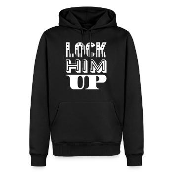 Lock him up - Männer Premium Bio Hoodie - Schwarz - Vorne - Nico (187cm)