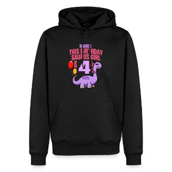 Cette fille Saurus d’anniversaire est 4 dinosaure - Sweat à capuche Premium bio Homme - noir - Devant - Nico (187cm)
