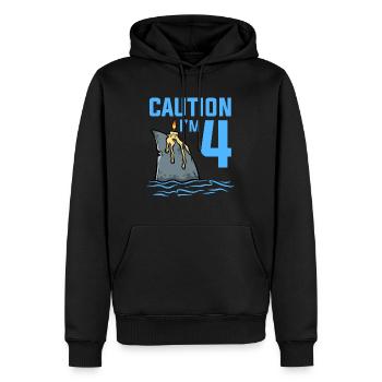 Sea Animals Birthday Kids Shark 4th Birthday - Men’s Premium Organic Hoodie - black - Front - Nico (187cm)