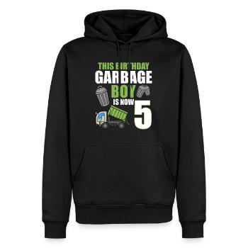 Garbage Truck Birthday Kids Boy 5th Birthday Party - Men’s Premium Organic Hoodie - black - Front - Nico (187cm)