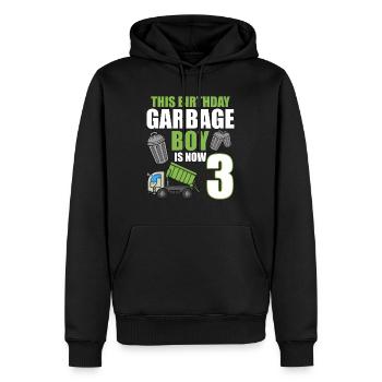 Garbage Truck Birthday Kids Boy 3rd Birthday Party - Men’s Premium Organic Hoodie - black - Front - Nico (187cm)