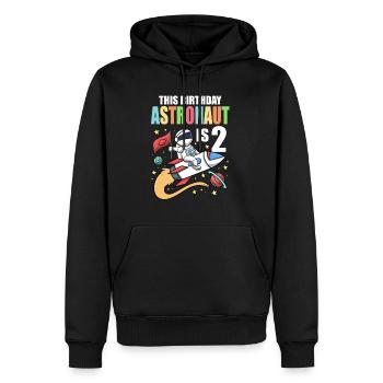 Space Birthday 2 Astronaut Planets Rocket Ship - Men’s Premium Organic Hoodie - black - Front - Nico (187cm)