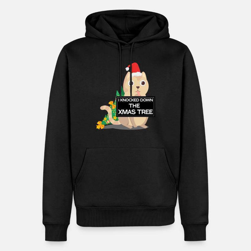 mauvais chat de Noël arbre de Noël - Sweat à capuche Premium bio Homme - noir