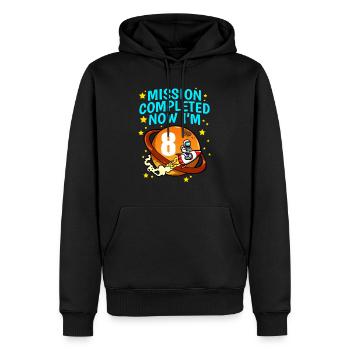 Space 8th Birthday Astronaut Planets Rocket Ship - Men’s Premium Organic Hoodie - black - Front - Nico (187cm)