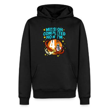Space Birthday 4 Astronaut Planets Rocket Ship - Men’s Premium Organic Hoodie - black - Front - Nico (187cm)
