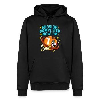 Space Birthday 7 Astronaut Planets Rocket Ship - Men’s Premium Organic Hoodie - black - Front - Nico (187cm)