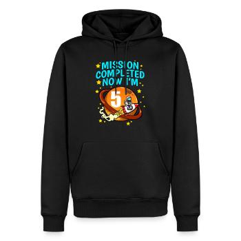 Space Birthday 5 Astronaut Planets Rocket Ship - Men’s Premium Organic Hoodie - black - Front - Nico (187cm)