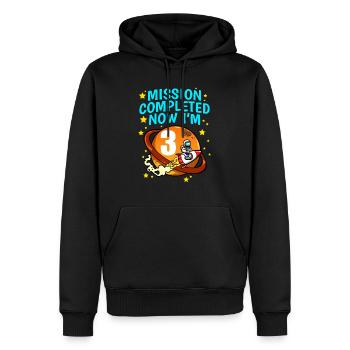 Space Birthday 3 Astronaut Planets Rocket Ship - Men’s Premium Organic Hoodie - black - Front - Nico (187cm)
