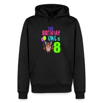 Eule Geburtstag Kinder Mädchen 8. Geburtstag Eulenliebhaber - Männer Premium Bio Hoodie - Schwarz - Vorne - Nico (187cm)