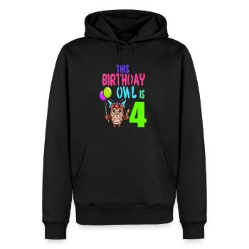 Eule Geburtstag Kinder Mädchen 4. Geburtstag Eulenliebhaber - Männer Premium Bio Hoodie - Schwarz - Vorne - Nico (187cm)