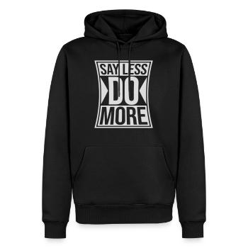 say less do more - Männer Premium Bio Hoodie - Schwarz - Vorne - Nico (187cm)