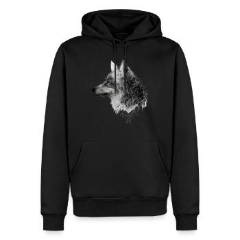 Wolf - Geometrisch minimalistischer Style - Männer Premium Bio Hoodie - Schwarz - Vorne - Nico (187cm)