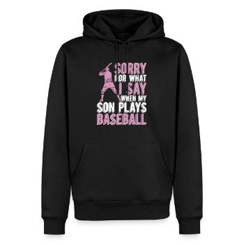 Baseball Mama Sorry für das, was ich sage Softball Mama - Männer Premium Bio Hoodie - Schwarz - Vorne - Nico (187cm)