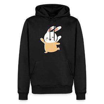 Kawaii Mignon Heureux Coloré Lapin Dansant - Sweat à capuche Premium bio Homme - noir - Devant - Nico (187cm)