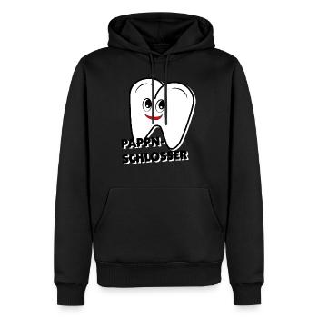 Pappnschlosser, ein Dialektausdruck für Zahnärzte - Männer Premium Bio Hoodie - Schwarz - Vorne - Nico (187cm)