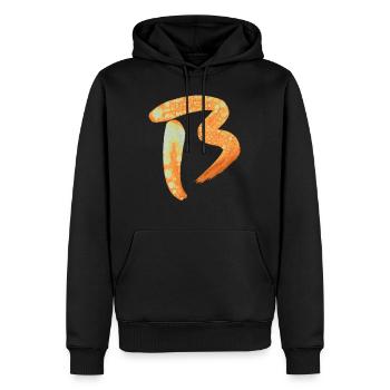 B - Aquarell - Männer Premium Bio Hoodie - Schwarz - Vorne - Nico (187cm)