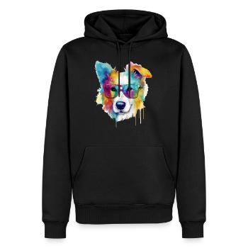 Rexo der Hund mit Brille - Männer Premium Bio Hoodie - Schwarz - Vorne - Nico (187cm)