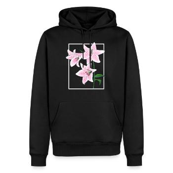 Lily Flower - Men’s Premium Organic Hoodie - black - Front - Nico (187cm)
