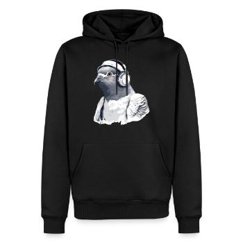Zaki, die audiophile Taube - Männer Premium Bio Hoodie - Schwarz - Vorne - Nico (187cm)
