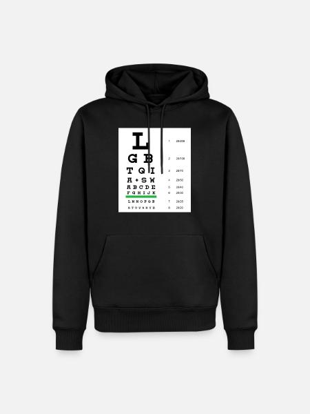 LGBTQIA+ eye chart - Men’s Premium Organic Hoodie - black
