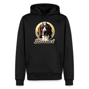 Basset Hound - Männer Premium Bio Hoodie - Schwarz - Vorne - Nico (187cm)