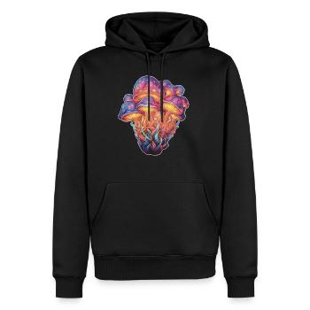 Glowing Mushrooms - Men’s Premium Organic Hoodie - black - Front - Nico (187cm)