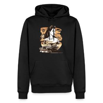 VALEEWEAR - A muscle car in vintage style - Men’s Premium Organic Hoodie - black - Front - Nico (187cm)