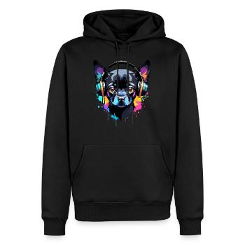 Chien de musique - Sweat à capuche Premium bio Homme - noir - Devant - Nico (187cm)