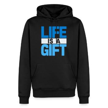 Ocean Vibes : la vie est un cadeau - Sweat à capuche Premium bio Homme - noir - Devant - Nico (187cm)