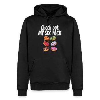 Schau dir mein Sixpack Funny Doughnut Vintage an - Männer Premium Bio Hoodie - Schwarz - Vorne - Nico (187cm)
